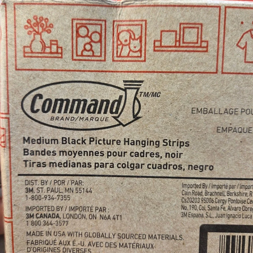 Command Medium Picture Hanging Strips Black 16 Pairs PH204BLK-16NA Damage Free
